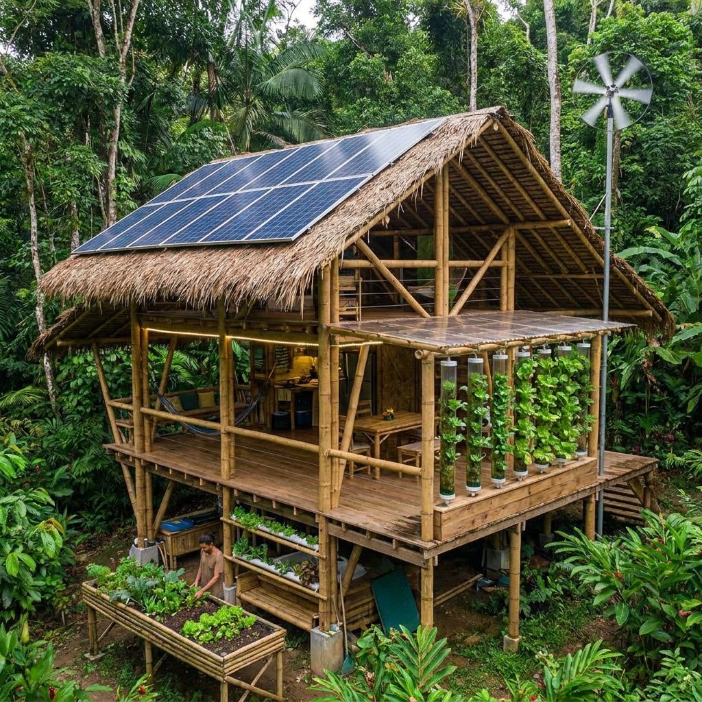 Cob house with solar, natural pond and greenhouse above the sea
