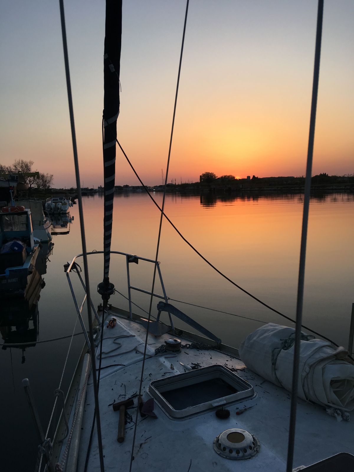 On deck at sunset