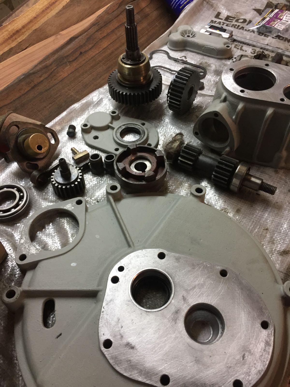 Gearbox stripped down on the bench