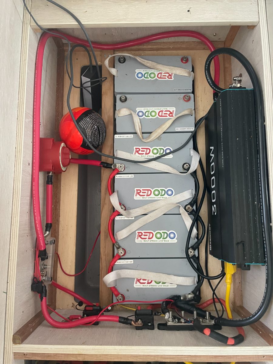 Lithium battery bank and busbars